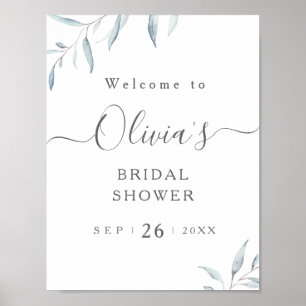 Poster Placa de boas-vindas para chá de noiva com verde-a