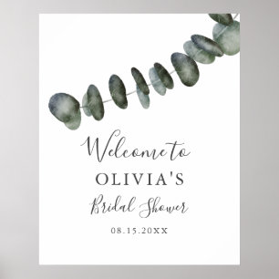 Poster Placa de Boas-Vindas para Chá de Noiva com Verde d
