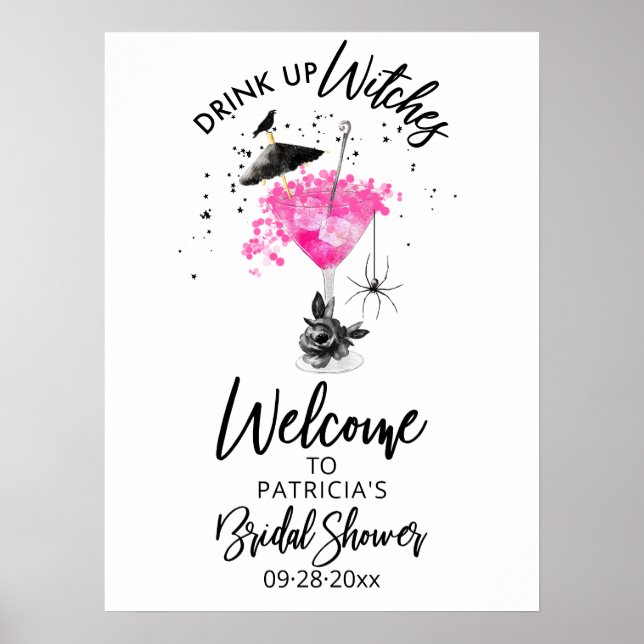 Poster Placa de Boas-Vindas para Chá de Noiva de Hallowee (Frente)