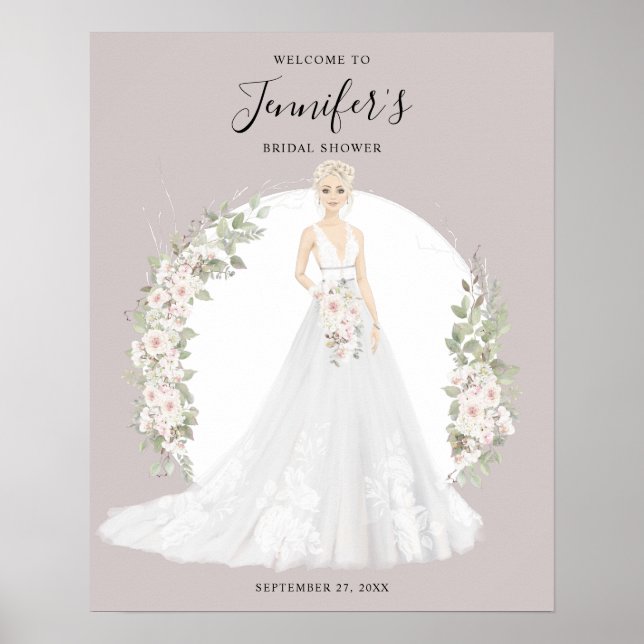 Poster Placa de Boas-vindas para Chá de Noiva de Noiva Lo (Frente)