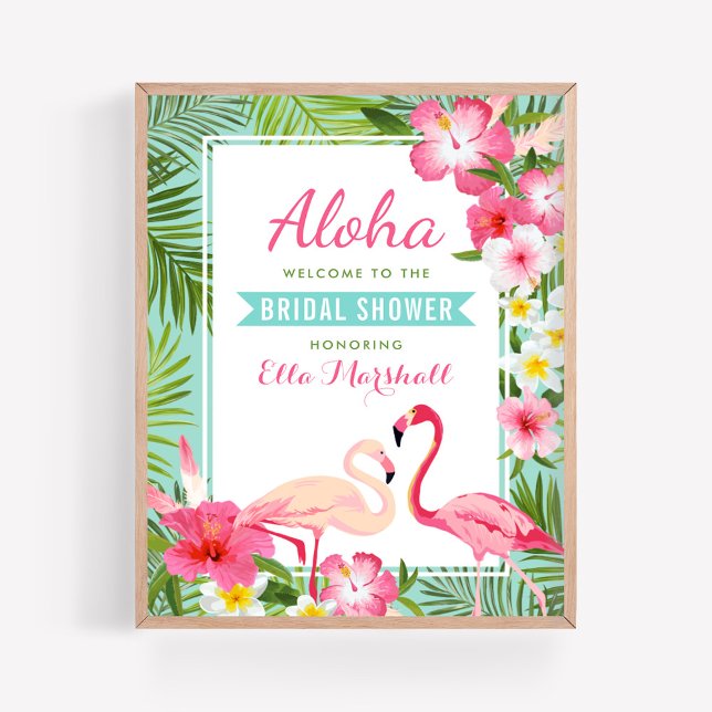 Póster Placa de Boas-Vindas para Chá de Noiva Flamingo Ro (Criador carregado)