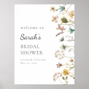 Poster Placa de Boas-Vindas para Chá de Noiva Floral