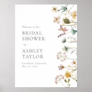 Poster Placa de Boas-Vindas para Chá de Noiva Floral
