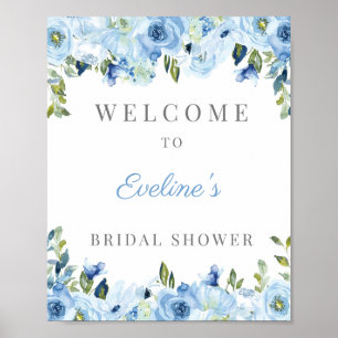 Poster Placa de boas-vindas para chá de noiva floral em a