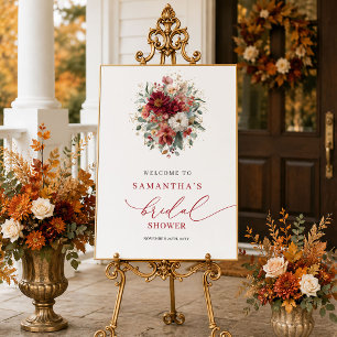 Poster Placa de boas-vindas para chá de noiva floral em t