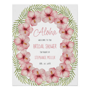 Póster Placa de Boas-Vindas para Chá de Noiva Floral Trop