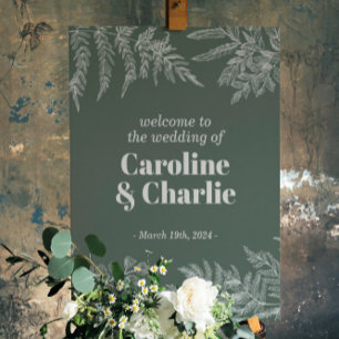 Poster Placa de Boas-Vindas para Chá de Noiva Floresta de