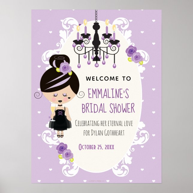 Poster Placa de Boas-Vindas para Chá de Noiva Gótico (Frente)