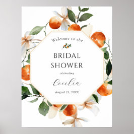 Poster Placa de Boas-Vindas para Chá de Noiva Orange Blos