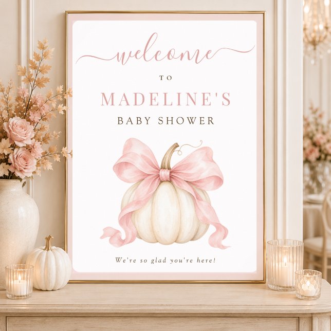 Poster Placa de Boas-Vindas para Chás de Bebê com Abóbora (Criador carregado)