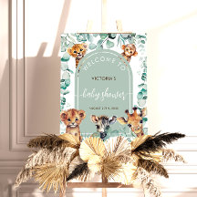 Placa de Boas-Vindas para Chás de Bebê com Animais