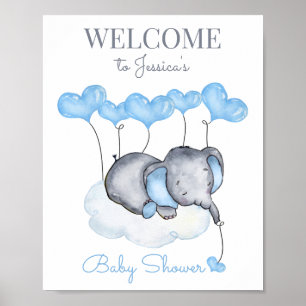 Poster Placa de Boas-Vindas para Chás de Bebê com Elefant