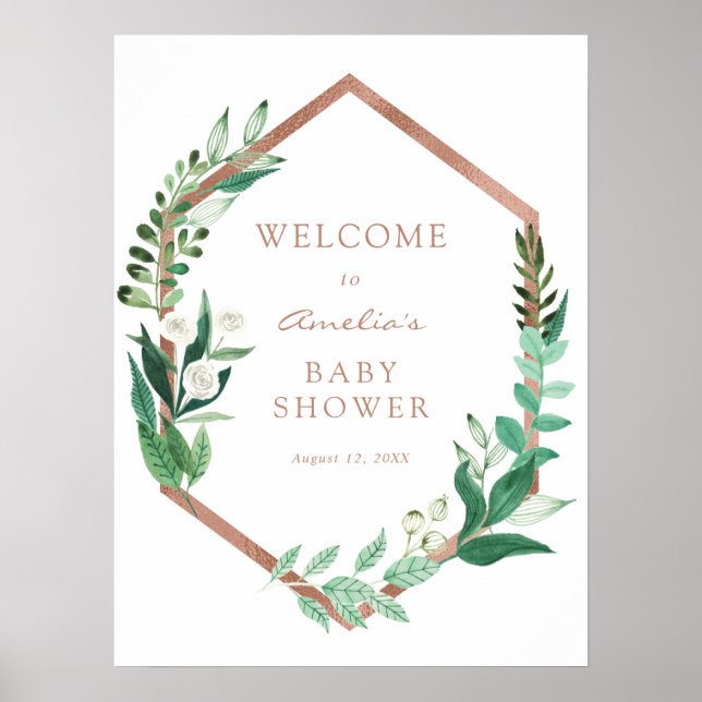 Poster Placa de Boas-Vindas para Chás de Bebê com Moldura (Frente)
