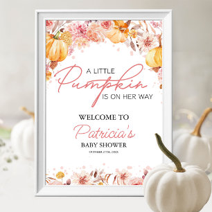 Poster Placa de Boas-Vindas para Chás de Bebê de Abóbora