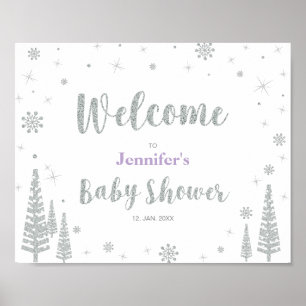 Póster Placa de Boas-Vindas para Chás de Bebê de Inverno,