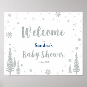 Póster Placa de Boas-Vindas para Chás de Bebê de Inverno,