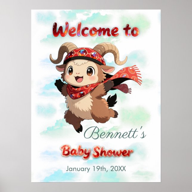 Poster Placa de Boas-Vindas para Chás de Bebê de Inverno  (Frente)
