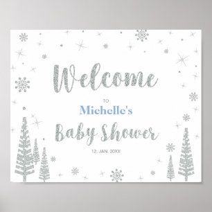Póster Placa de Boas-Vindas para Chás de Bebê de Inverno,