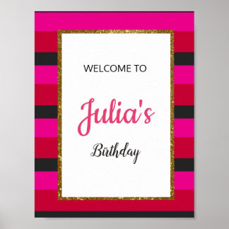 Poster Placa de Boas-Vindas para Churrasco de Aniversário