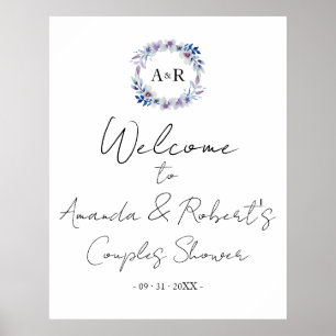 Poster Placa de Boas-Vindas para Chuveiro de Casais com F