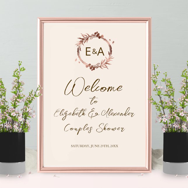 Poster Placa de Boas-Vindas para Chuveiro de Casais com M (Criador carregado)