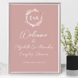 Poster Placa de Boas-Vindas para Chuveiro de Casais com M