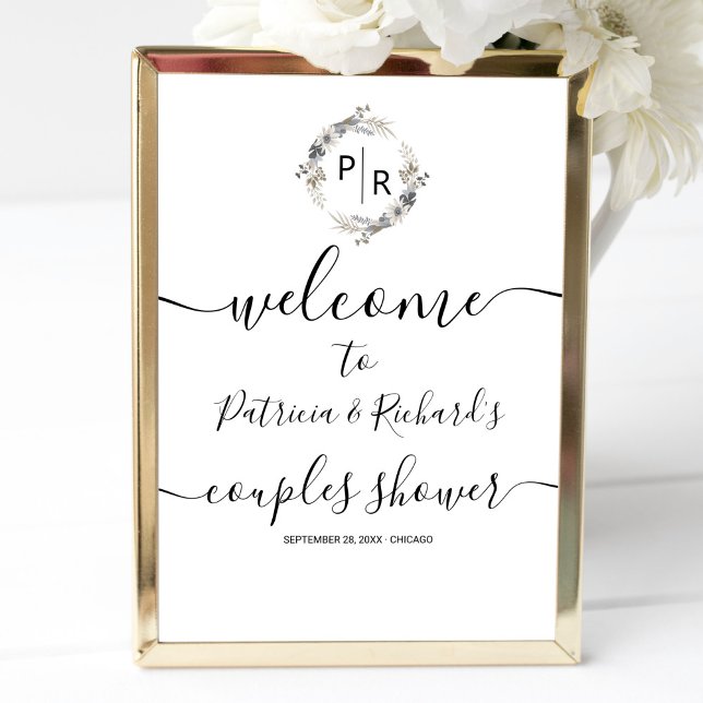 Poster Placa de Boas-Vindas para Chuveiro de Casal com Mo (Criador carregado)