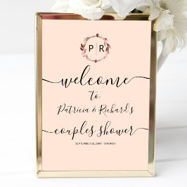 Poster Placa de Boas-Vindas para Chuveiro de Casal com Mo