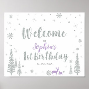 Poster Placa de Boas-Vindas para Festa de 1º Aniversário 