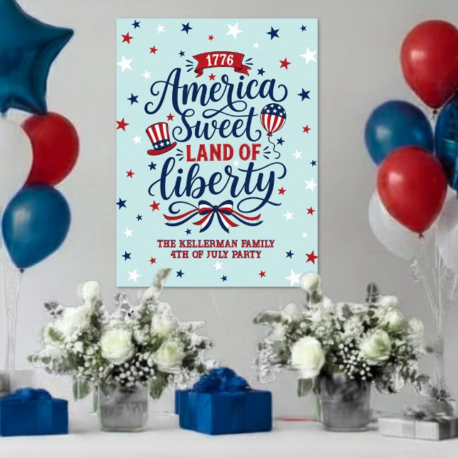 Poster Placa de Boas-Vindas para Festa de 4 de Julho (4th Of July Party Welcome Sign)