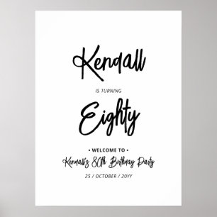 Poster Placa de Boas-Vindas para Festa de 80º Aniversário