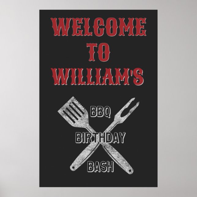 Poster Placa de Boas-Vindas para Festa de Aniversário com (Frente)