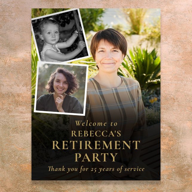 Poster Placa de Boas-Vindas para Festa de Aposentadoria c (Photo Collage Retirement Party Welcome Sign)