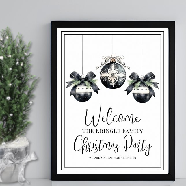Poster Placa de Boas-Vindas para Festa de Natal de Invern (Simple Winter Christmas Party Welcome Sign)