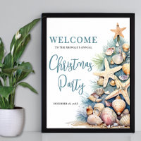 Placa de Boas-Vindas para Festa de Natal Elegante 