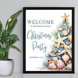 Poster Placa de Boas-Vindas para Festa de Natal Elegante 