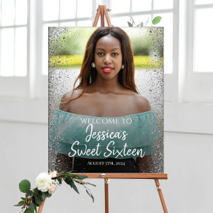Poster Placa de boas-vindas para festa de Sweet sixteen c