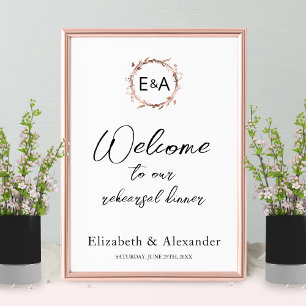 Poster Placa de boas-vindas para jantar de ensaio com mon