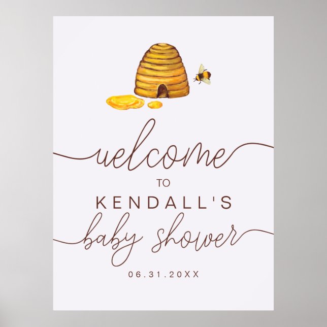 Poster Placa de Boas-Vindas para Mamãe Abelha (Frente)