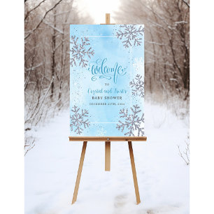 Poster Placa de Boas-Vindas Snowflake Winter Wonderland A