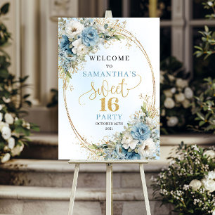 Poster Placa de Boas-vindas Sweet 16 Eucalipto Aquarela