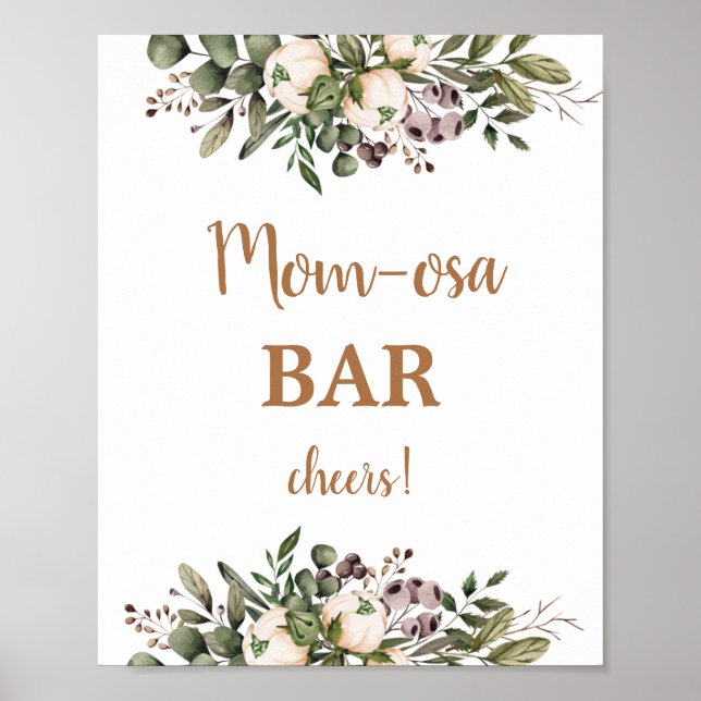 Poster Placa de Boho Nursery Baby Shower Momosa Bar (Frente)