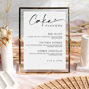 Poster Placa de Bolo de Casamento Menu Chic Moderno