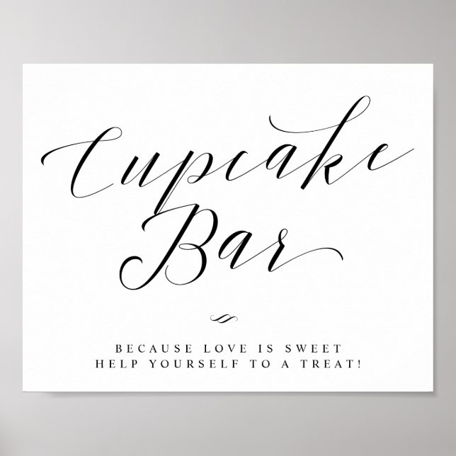 Poster Placa de Bolo de Casamento ou Chá de Noiva Elegant (Frente)