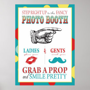 Póster Placa de Cabine de Foto Carnaval Circo Aniversário
