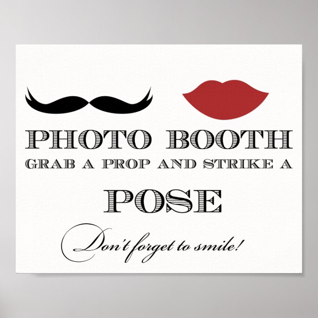 Póster Placa de Cabine de Foto - Pegue um Adereço e Faça  (Frente)