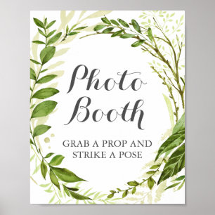 Poster Placa de Cabine de Fotos de Casamento Coroa Verde,