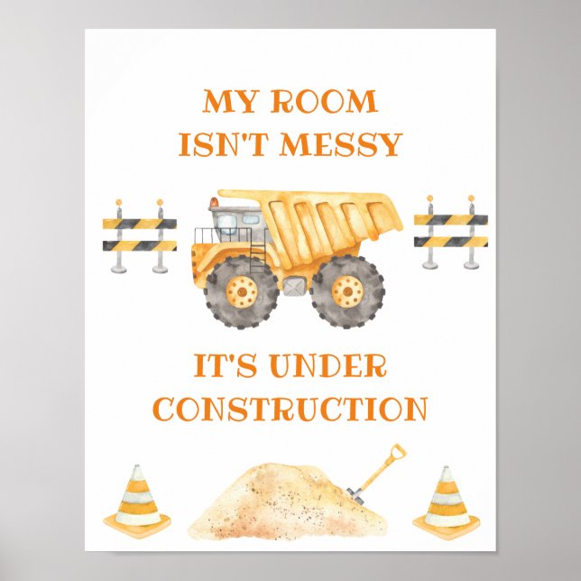 Poster Placa de Caminhão de Construção Amarelo (Frente)