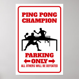 Poster Placa de Campeão de Ping Pong, Placa de Estacionam