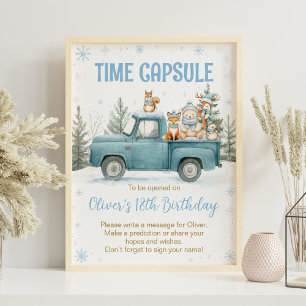 Poster Placa de Cápsula do Tempo de Aniversário de Invern